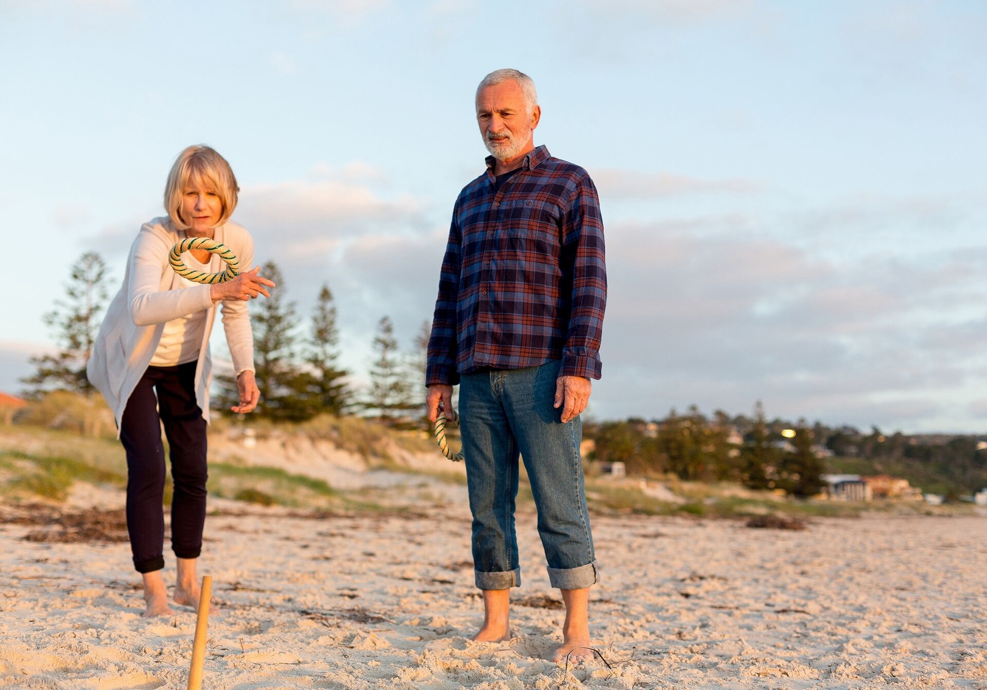 woman throwing hoops