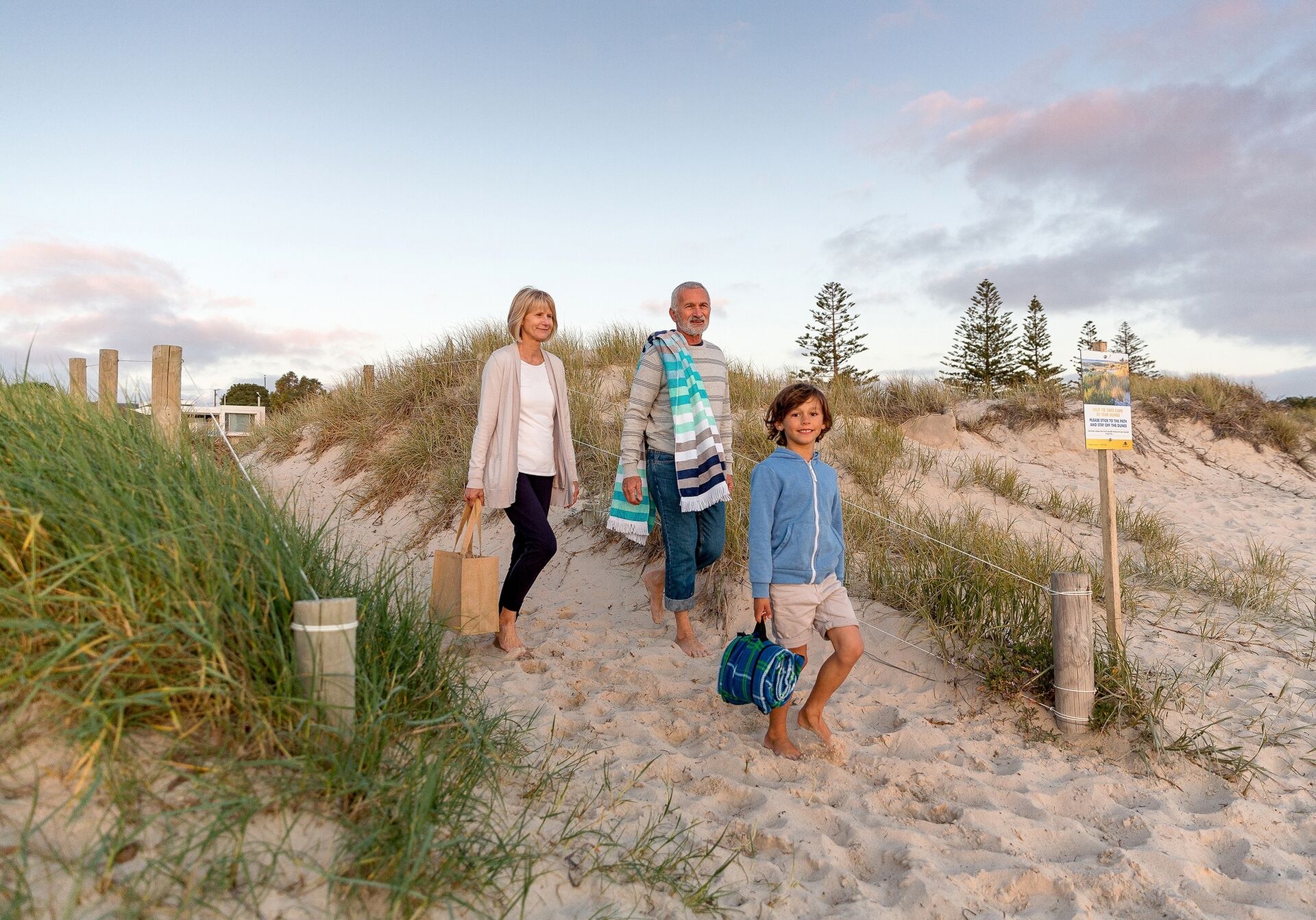 family walking with grandson